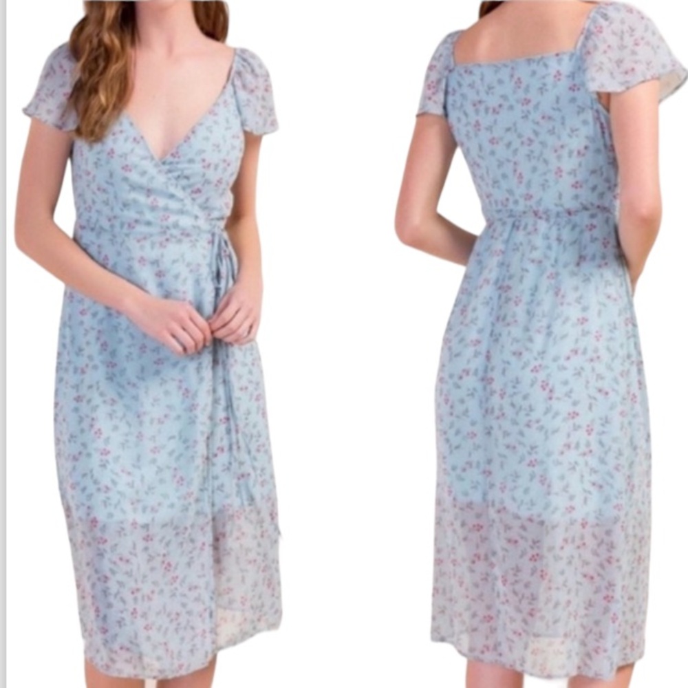 Miami Romantic Cottagecore wrap dress floral flutter sleeves / size Small